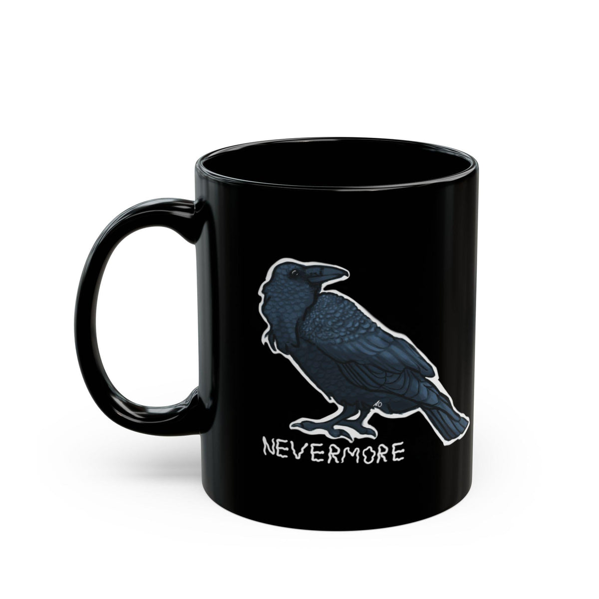 Elegant Black Mug for Coffee Lovers, Raven, Poe, Unique Gift for Mom, Birthday Celebration, Christmas, Home Decor, Minimalist Style