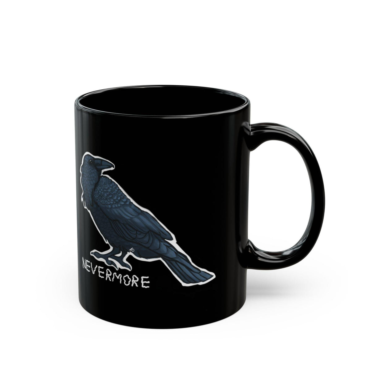 Elegant Black Mug for Coffee Lovers, Raven, Poe, Unique Gift for Mom, Birthday Celebration, Christmas, Home Decor, Minimalist Style