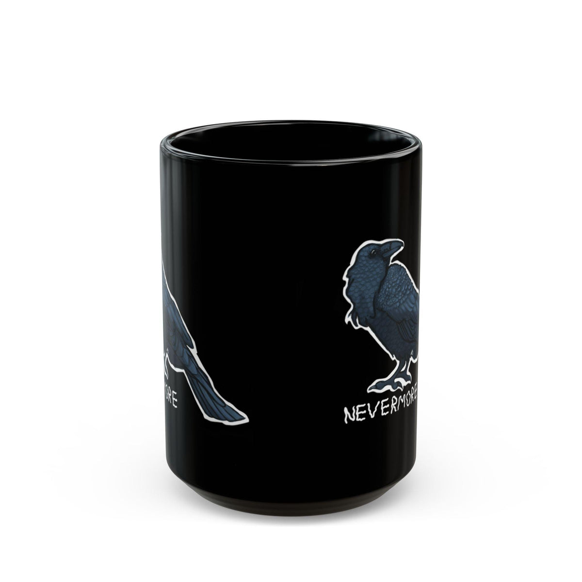 Elegant Black Mug for Coffee Lovers, Raven, Poe, Unique Gift for Mom, Birthday Celebration, Christmas, Home Decor, Minimalist Style