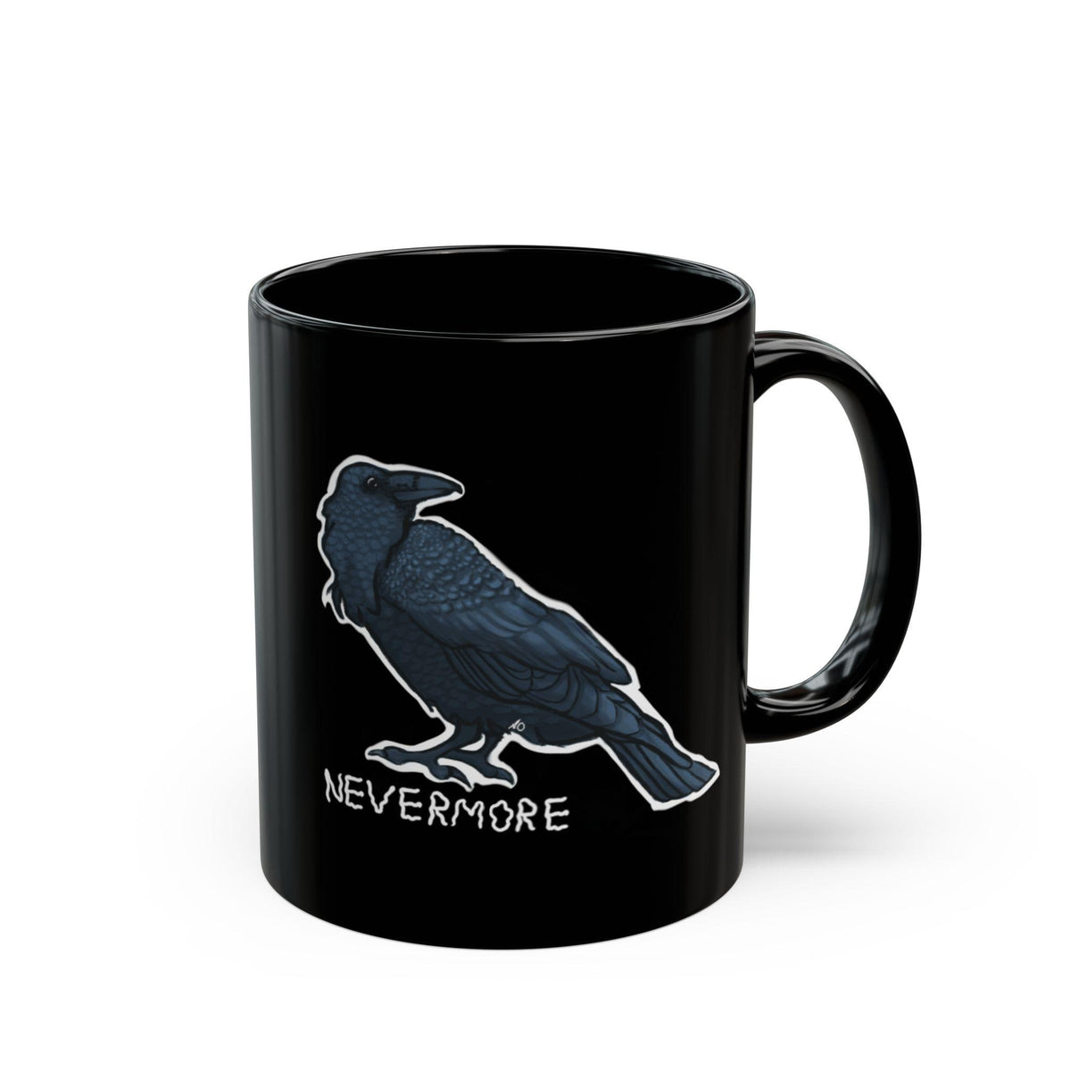Elegant Black Mug for Coffee Lovers, Raven, Poe, Unique Gift for Mom, Birthday Celebration, Christmas, Home Decor, Minimalist Style