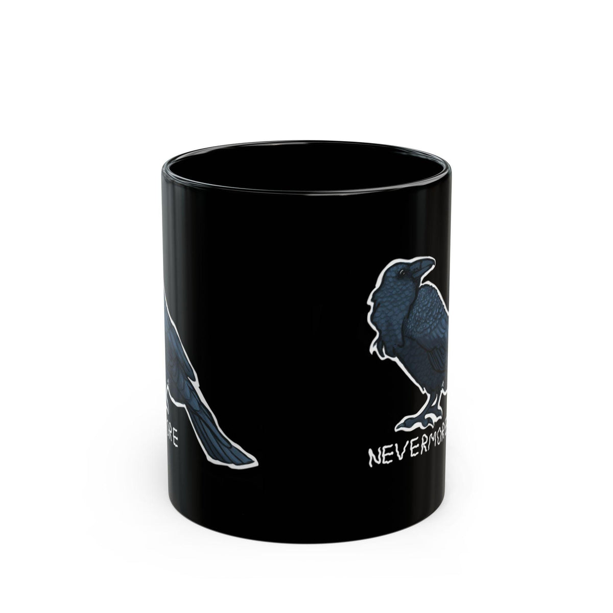 Elegant Black Mug for Coffee Lovers, Raven, Poe, Unique Gift for Mom, Birthday Celebration, Christmas, Home Decor, Minimalist Style